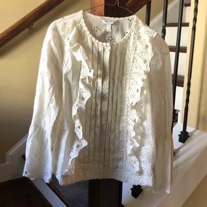 J. Crew Floral Eyelet Top in ivory